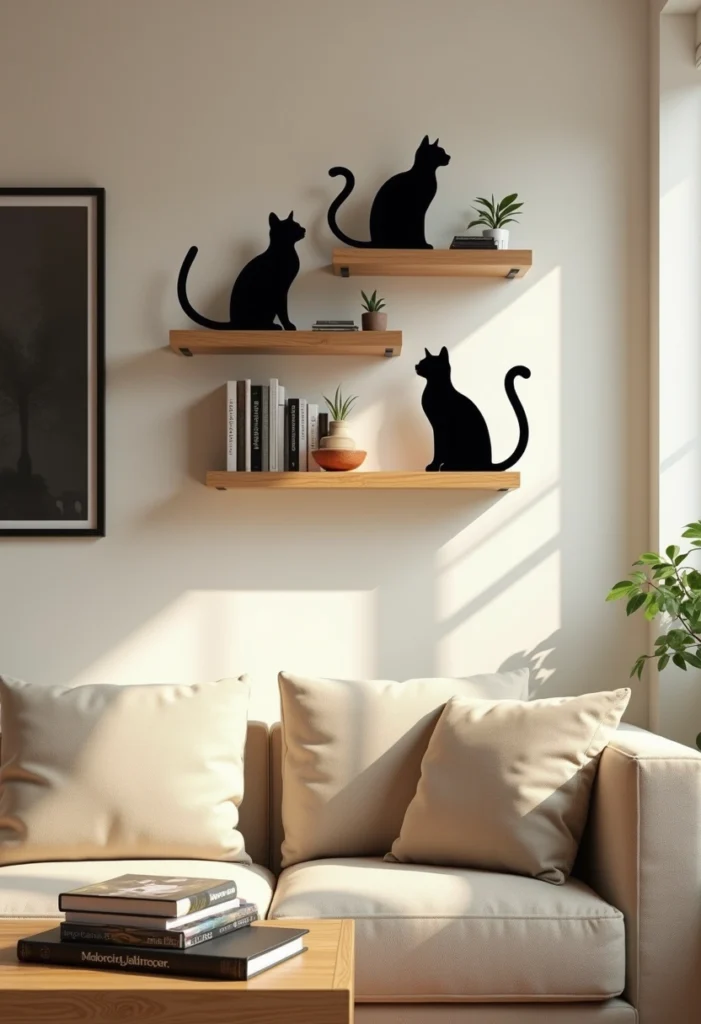 cat wall shelves decor 1