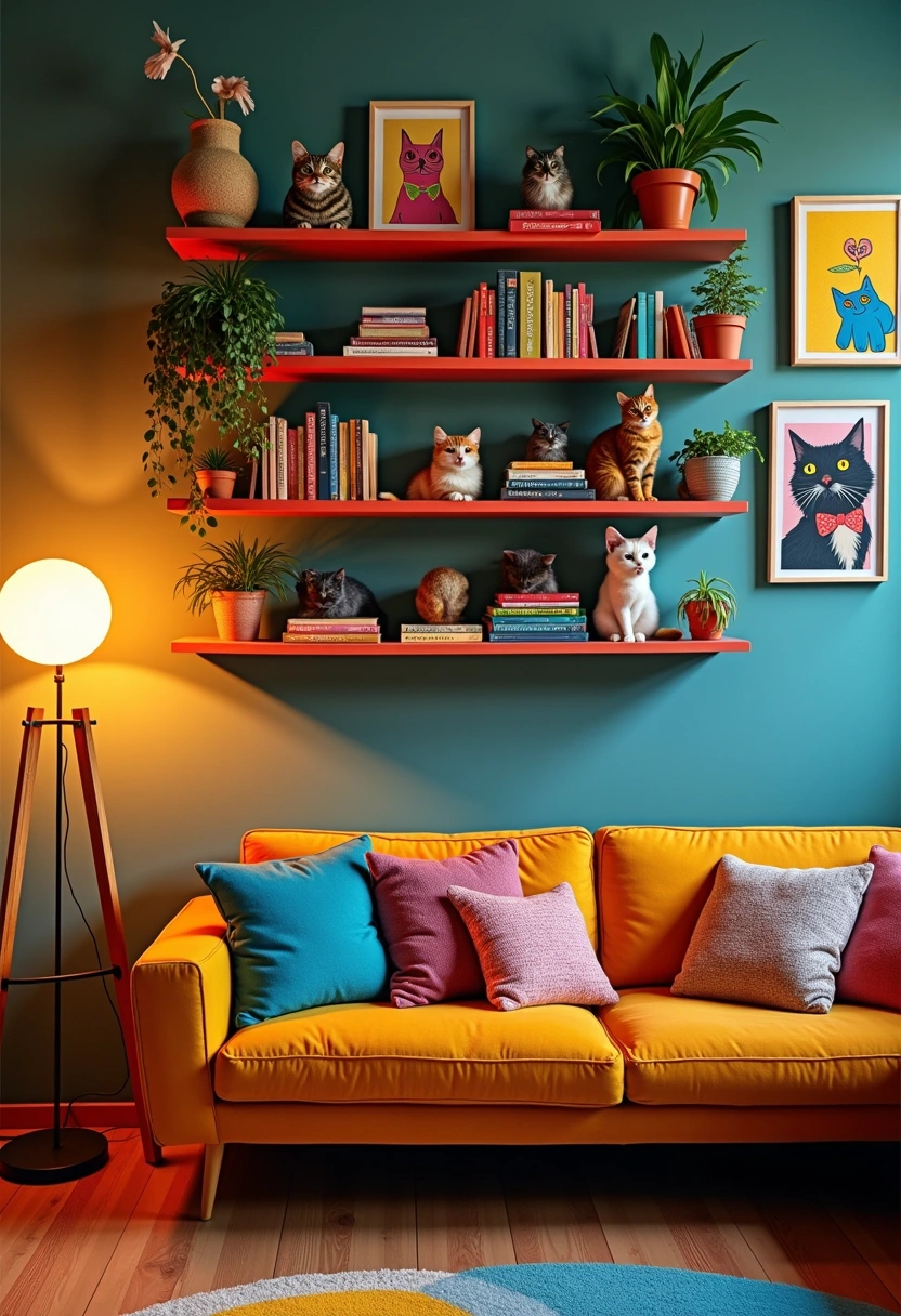 cat wall shelves decor 10