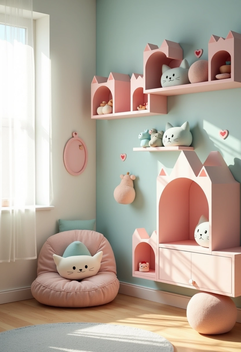 cat wall shelves decor 4